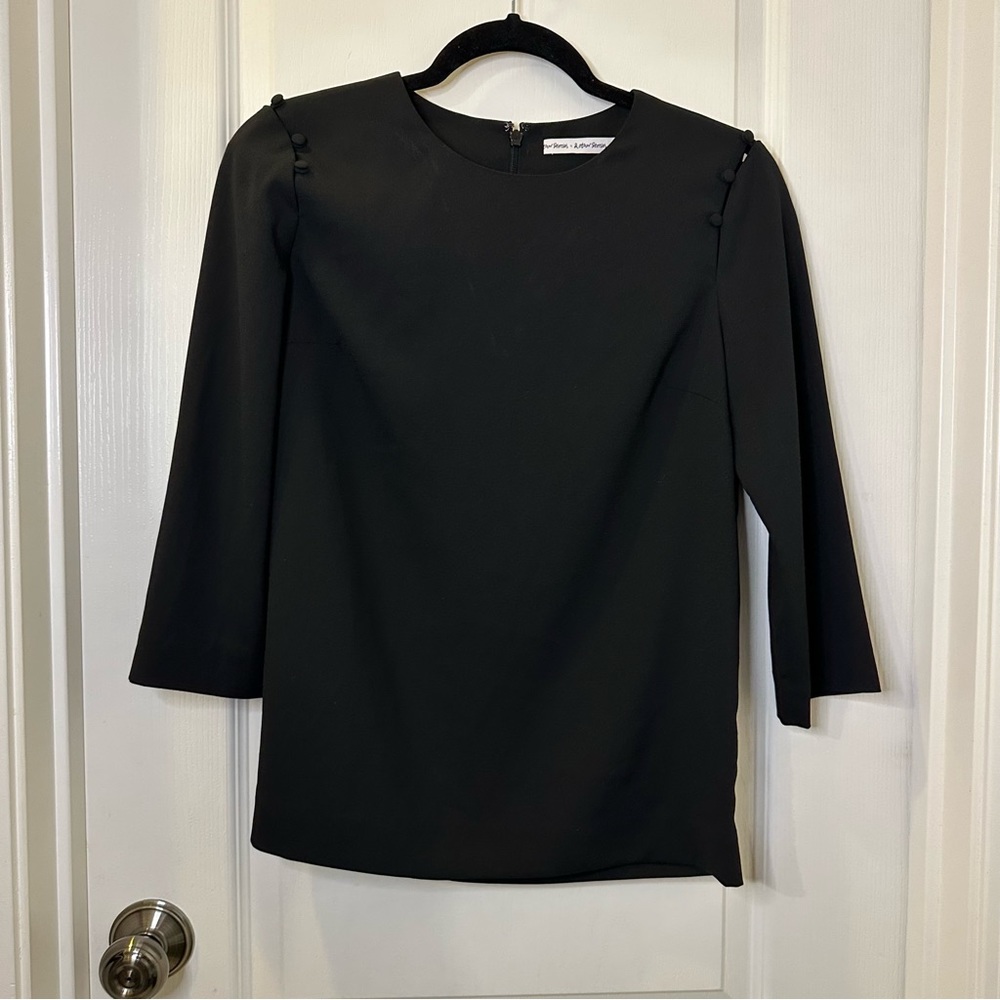 & Other Stories Women's Blouse Size 6 Black Shoulder Buttons Back Zipper